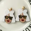 Dangle & Chandelier Punk Cute Lady Women Head Drop Earrings For Hip Hop Night Club Acrylic Brincos Fashion Jewelry Party Gift