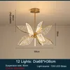 Lampadario moderno a LED a farfalla Illuminazione per soggiorno Camera da letto Lampade a sospensione per sala da pranzo in acrilico oro di lusso