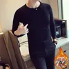 Men's T-Shirts Autumn Long-Sleeved T-shirt Tight Korean-Style Slim-Fit Outerwear Trendy Solid Color Casual Black And White Bottoming