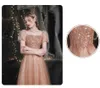 Sequins Rose Gold Mermaid Prom Dresses Princess Cap Sleeve Appliques Puff Bateau Neck Beaded Tulle Lace Appliques Party Gowns Plus Size Custom Made