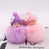 Llaveros lindo y dulce muñeca llavero imitación felpa pom-pom dormir bebé mujeres mochila colgante Enek22