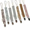 Pacifier Chain Baby Dummy Clips Cotton Polyester with Metal Wood Plastic Clipをカスタマイズするための昇華幼児Soothers Holderを選択する