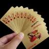 Cartes à jouer réutilisables en feuille d'or 24K Jeu de société de divertissement familial Qualité Carte de poker magique en plastique étanche 8 styles