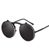 선글라스 Steampunk 라운드 여성 남성 금속 빈티지 Filp 원형 이중 렌즈 태양 안경 스타일 원형 음영 Gafas De Sol UV400Sunglasses