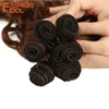 FASHION IDOL Deep Wave Bundles Hair Weave Bundles Ombre Brown 6 Pieces 16-20 Inch 250g Syntetisk hårförlängning 220622