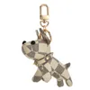 Designer Cartoon Animal Small Dog Creative Key Chain Accessories Key-Ring PU Leather Letter Mönster bilknapp