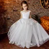 Girl's Dresses A-line Ivory White Flower Girl Off Shoulder Appliques Lace Prom Dress Pearls Beadings Celebrity VestidosGirl's