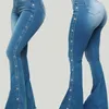 Chegada Mulheres Moda Skinny Flare Calças Lavadas Jeans Denim Calças Butt Lift Vintage Jeans Senhoras Casuais Calças De Cintura Alta 220624