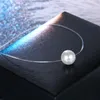 Collana da donna con catena invisibile semplice lenza trasparente alla moda Collana girocollo con perle bianche per regalo