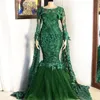 modest sparkly evening prom dresses long mint green Lace Applique luxury elegant formal evening gown vestidos fiesta de longo