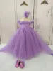 Flower Girl Dress Lilac Lavender First Birthday Toddler Första nattvardsgång Little Bride Gown Bow