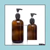 Liquid Soap Dispenser Bathroom Accessories Bath Home Garden 250/500Ml Large Empty Amber Glass Bottles With Black Trigger Mist Stream Spray