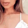 Chains Christmas Gift 925 Sterling Silver Rose Gold Color Crescent Moon Dainty Cross Thin Chain Women NecklaceChains