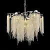 American Crystal Tassels Chandelier LED Luxurious Classic Fringed Chandeliers Lights Fixture Dining Room Living Room Home Indoor Lighting Bronze Chrome Lamp