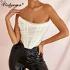 Colysmo Mesh Crop Top Dames Zomer S Sexy Party Club Slijtage Shoulder Corset Solid Color Casual Streetwear Tube 220325