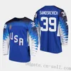 CEUF 2019 IIHF Dames Wereldkampioenschap USA Team 15 Sydney Brodt 32 Shelly Picard 39 Melissa Samoskevich Blank Ice Hockey Jersey