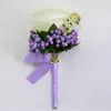 Hochzeitskorsagen und Boutonnieres Künstliche Rosen Seide Bräutigam Boutonniere Blume Trauzeuge Knopfloch Mariage Zubehör224G