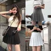 Nowa spódnica mini harajuku plisowana wiosna letnia czarna krótka spódnica wysoka talia A-line w stylu college'u spódnice Women L220725
