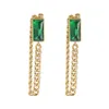 Natural Green Diamond Stone Gold Earrings Girls Party Stud present Nytt koreanskt mode Indian Populära julklapp Kvinnliga smycken Charmiga tillbehör Friendshipe