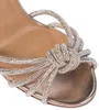 Lyxdesign Aquazzs Celeste sandaler Skor för kvinnor Kristallbeklädda knutna läder Högklackat PVC Rund tå Pumps Fest Bröllop