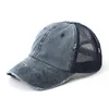 11色洗浄ポニーテール野球帽のヴィンテージ染めロープロファイル調整可能なユニセックスクラシックプレーン屋外メッシュハットDADスナップバックBBF14260