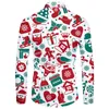Buon Natale Camicie da donna 3D Happy Year Abbigliamento da stampa Warm es Camicetta a maniche lunghe Camicetta Oversize Drop DIY 220704