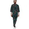 남자 트랙 슈트 페스티벌 아프리카 옷 남자 정장 반 소매 상판 바지 나이지리아 패션 커스터마이징 웨딩 행사 남성 의상