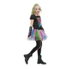 Reneeco przybycie Rainbow Skeleton Costume Girl Toddler Funky Punky Bone Halloween dla dzieci 220817