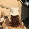 Fashion Autumn Winter Leopard Fur Bucket Hat Bear Ear Ball Plush Fisherman Soft Warm Thick Basin Protection s 220318