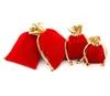 50pcs Velvet Beaded Drawstring Pouches Jewelry Packaging Christmas Wedding Gift Bags Red color 4 Sizes