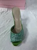 Cuir 2022 Sandales Nouvelle bouteille de vernis à ongles en peau de mouton Chunky High Talons pompes Femmes Slipper Tissu à paillettes d'été Open Toes Peep Toes Toes 34-43 Slip-On Party 57626