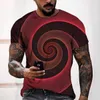 2022 Summer Mens T-shirts 3D Digital Printing Fun Rotating Corrugated Round Neck Tops Casual Loose Short Sleeve Men Tees
