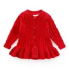 baby vinter cardigan ålder för 1-8 enkla tjocka varma barn tröjor vår baby stickade toppar söta småbarn flicka röd tröja lj201128