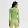 Yoga Outfit Slim Fit Long Sleeve Sports Jacket Women Full Zip Hoodie Fitness Shirt Gym Crop Top Running Sweatshirts Workout Clothes