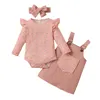 Kläderuppsättningar mababy 0-18m född spädbarn baby flicka kläder set blommor ruffles romper corduroy klänning övergripande kläder hösten våren d84klot