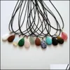 Naszyjniki wisiorek wisiorki biżuteria hurtowa 24pcs/działka mieszane naturalne kamienie okrągłe skórzane łańcuch