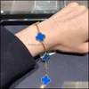 Charm Bracelets Jewelry Classic Fashion 4 Leaf Clover Bangle Chain 18K Gold Agate Shell MotherOfPearl For Dhd9B5528704