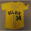 Chen37 Men's #14 Baseball Jersey Bel-Air Academy Will Smith Brodery Fresh Prin Prin Shirt Yellow Size S-3XL