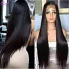 Spetsspårar rakt mänskligt hår peruanska front peruk kvinnor 13x4 hd transparent frontal 4x4 stängning före plockad