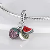 925 Argent Fit Pandora Charme 925 Bracelet Fraise Pastèque Citron Dangle ensemble de breloques Pendentif DIY Fine Perles Bijoux