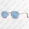 Femme lunettes de soleil octogonales mode femmes lunettes de soleil hommes lunettes de soleil cadre doré rose miroir protection UV lentilles en verre avec Leathe306D