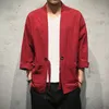 MRGB Moda para hombres Camisas de kimono básico Primavera Verano Sólido Hombres de gran tamaño 100% Algodón Cardigan Camisa Casual Hombre suelto Top 220322