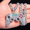 Collares pendientes Hip Hop Iced Out Jewelry Chain Game Console Handle Collar Gold Crystal Charms para niños GiftPendant