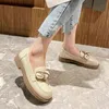 Jurk schoenen boog knoop lage platform loafers vrouwen pu lederen dikke lolita plat meisje schattig Mary Jane Spring Summer Flats 2022 220512