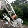 14 inch Simple Design Glass Water Bong Hookah with Brown Honeycomb Filter Oil Dab Rigs Smoking Pipes