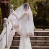 Velos de novia V59 gasa suiza tela de encaje blanco puro champán velo de novia novia dorada sin peine Turquía novia