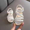 소녀 샌들 여름 패션 어린이 아기 소녀 블링 공주 싱글 샌들을위한 작은 큰 소녀 신발 220623