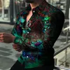 Chemises décontractées pour hommes Automne Haute Qualité Mode Hommes Vêtements Léopard Impression Chemise À Manches Longues Pour Hommes Prom Party Cardigan Tops Européen