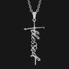 Pendant Necklaces 1pc Stainless Steel Cross I Love Jesus Grace Trust Chain Necklace Women Men Fashion Jewelry Gift WholesalePendant Godl22