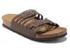 Флоридские кожаные женщины Женщины Корк Дизайнерские пляжные сандалии роскошные шлепанцы резиновые сандалии летние моды Scuffs Slippers Внутренний большой размер 34-47